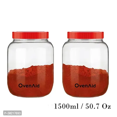 Crystal Clear Glass Jar with Airtight lid with a Silicon Gasket, Container for Kitchen Storage- 1500ml (Pack of 2)-thumb3