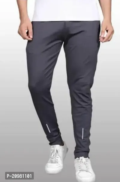 Stylish Grey Cotton Solid Regular Track Pants For Men-thumb0