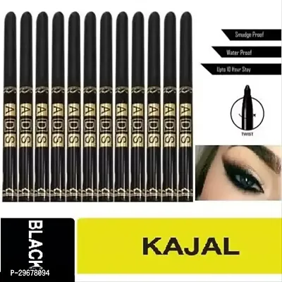 Asd 12Pc-Set Black Kajal Pencil Waterproof Long Lasting For Women And Girls Kajal Liner Combo Waterproof Smudge Proof-thumb0