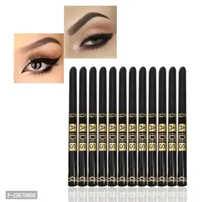 Asd 12Pc-Set Black Kajal Pencil Waterproof Long Lasting For Women And Girls Kajal Liner Combo Waterproof Smudge Proof-thumb0