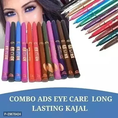 Multicolor Kajal Pack Of 12 High - Coverange Ads Waterproof, Dazzle Eyeliner For Women And Girls.-thumb0