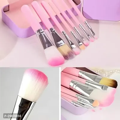 Soft Bristle Makeup Mini Brush Kit- Pink, 7 Pieces