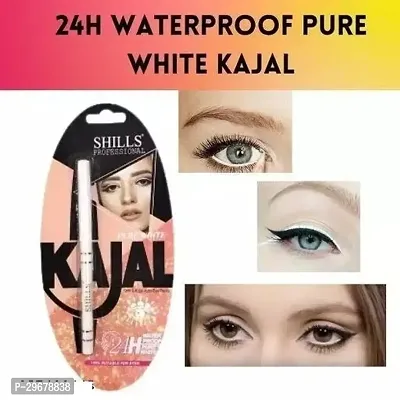 Professional 1Pc Pure White Kohl Kajal Auto Eye Pencil White-thumb0