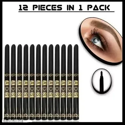 Asd 12Pc-Set Black Kajal Pencil Waterproof Long Lasting For Women And Girls Kajal Liner Combo Waterproof Smudge Proof-thumb0