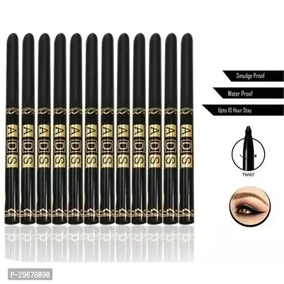 Asd 12Pc-Set Black Kajal Pencil Waterproof Long Lasting For Women And Girls Kajal Liner Combo Waterproof Smudge Proof-thumb0