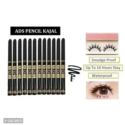 ASD 12pc-Set Black Kajal Pencil Waterproof long lasting For Women And Girls kajal Liner Combo waterproof smudge proof-thumb0