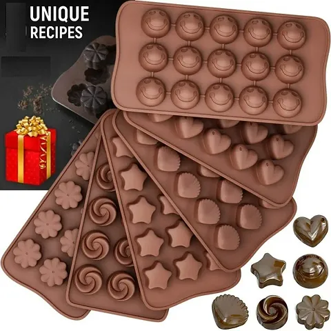 MAFAHH Chocolate Mould Tray Cake Baking Mold Flexible Silicon Ice Cupcake Making Tool Cadbury Make,DIY Cake Soap Ice Cream Candy Jelly Molds Bakeware Moulds Pack of 2 - Random Design, brown, Standard