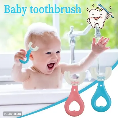 U Shaped Toothbrush for Kids, Food Grade Soft Silic-thumb0