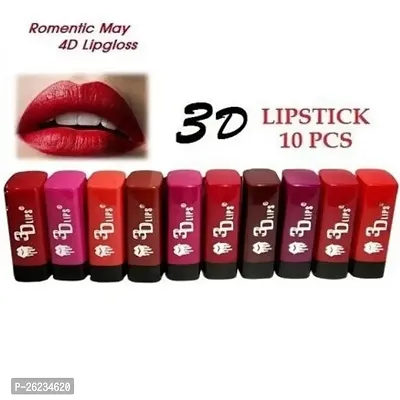 Professional Beauty Color Sensational Pocket Mini Lipsticks Set - 10Pcs Long Lasting, Waterproof Matte Finish Lipstick Combo.-thumb0