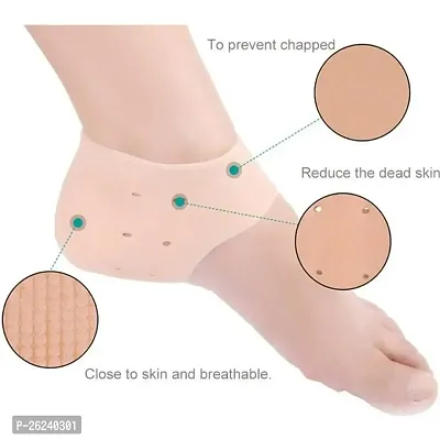 Anti Heel Silicone Heel Anti Crack Vented Moisturizing Silicone Gel Heel Socks for Swelling, Pain Relief, Foot Care Ankle Support Pad Silicon Heel Pad For Men Women (2 Pair Anti heel)-thumb0