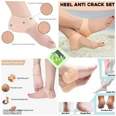 Anti Heel Silicone Heel Anti Crack Vented Moisturizing Silicone Gel Heel Socks for Swelling, Pain Relief, Foot Care Ankle Support Pad Silicon Heel Pad For Men Women (2 Pair Anti heel)-thumb0