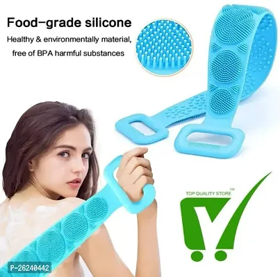 Silicone Body Back Scrubber Double Side Bathing Brush for Skin Deep Cleaning Massage, Dead Skin Removal Exfoliating Belt for Shower