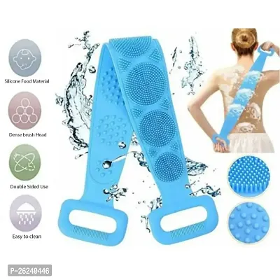 Silicone Body Back Scrubber Double Side Bathing Brush for Skin Deep Cleaning Massage, Dead Skin Removal Exfoliating Belt for Shower