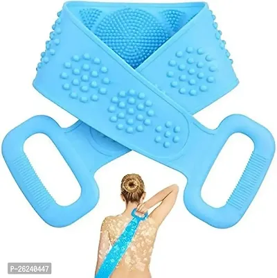 Silicone Body Back Scrubber Double Side Bathing Brush for Skin Deep Cleaning Massage, Dead Skin Removal Exfoliating Belt for Shower-thumb0