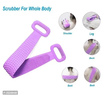 Silicone Body Back Scrubber Double Side Bathing Brush for Skin Deep Cleaning Massage, Dead Skin Removal Exfoliating Belt for Shower