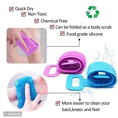 Silicone Body Back Scrubber Double Side Bathing Brush for Skin Deep Cleaning Massage Pack of 1