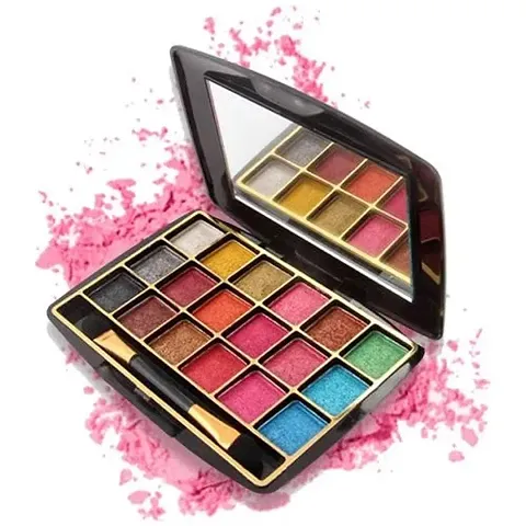 Miss Rose Professional Makeup 18 Pigmented colors Eye shadow Palette with Applicator Brush || Long wearing and Easily Blendable Eye makeup Palette || Matte and Shimmer or Metallic || Multicolor - 11 gm