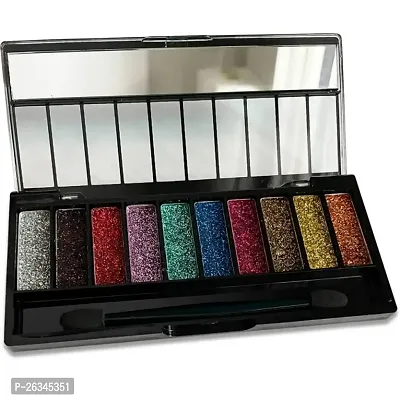 Glitter Eyeshadow Palette, 10 Colors Sparkle Shimmer Eye Shadow Highly Pigmented Long Lasting Makeup Palette-thumb0