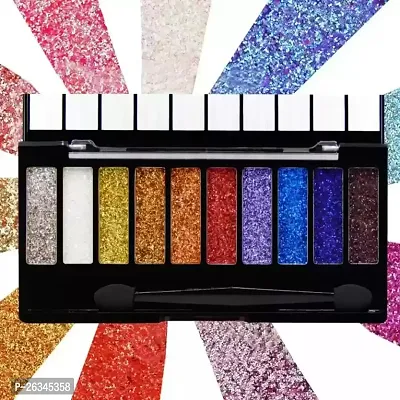 Glitter Eyeshadow Palette, 10 Colors Sparkle Shimmer Eye Shadow Highly Pigmented Long Lasting Makeup Palette-thumb0