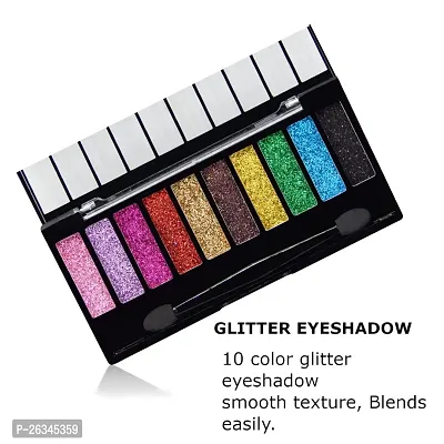 Glitter Eyeshadow Palette, 10 Colors Sparkle Shimmer Eye Shadow Highly Pigmented Long Lasting Makeup Palette-thumb0