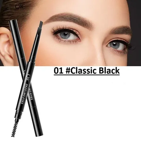 NICEFACE Precision Waterproof Brow Liner Double Ended Eyebrow Pencil With Eyebrow Brushes Tools 5 Colors Dark brown Pack Of 1