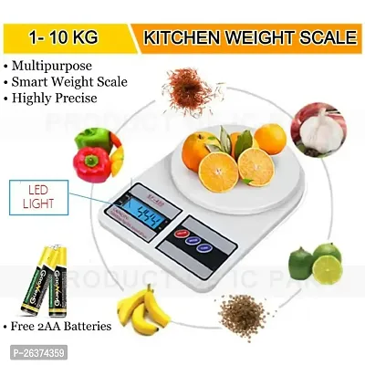 Kitchen Scale Multipurpose Portable Electronic Digital Weighing Scale | Weight Machine With Back light LCD Display | White |10 kg