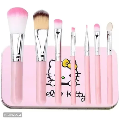 Soft Bristle Makeup Mini Brush Kit- Pink, 7 Pieces