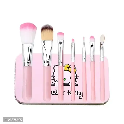 Soft Bristle Makeup Mini Brush Kit- Pink, 7 Pieces