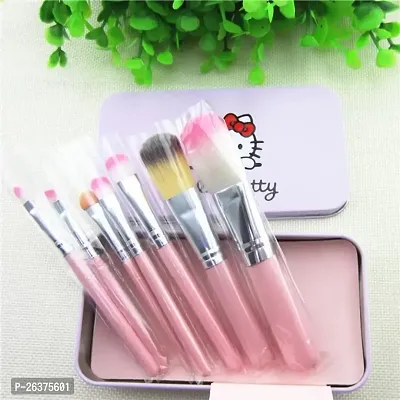 Soft Bristle Makeup Mini Brush Kit- Pink, 7 Pieces