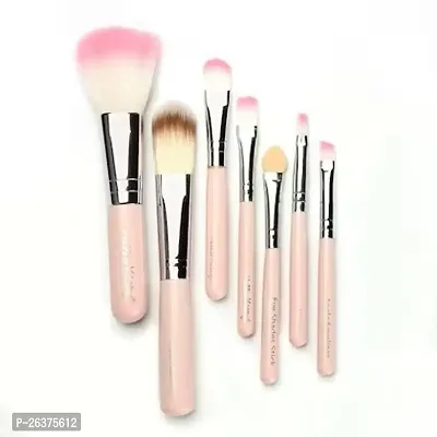 Soft Bristle Makeup Mini Brush Kit- Pink, 7 Pieces