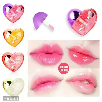 Heart shape Lip Gloss Tint For Dry And Chapped Lips In Cute Heart-Shaped Packaging- Multicolour Metallic-Finished Packaging (Pack of 6)