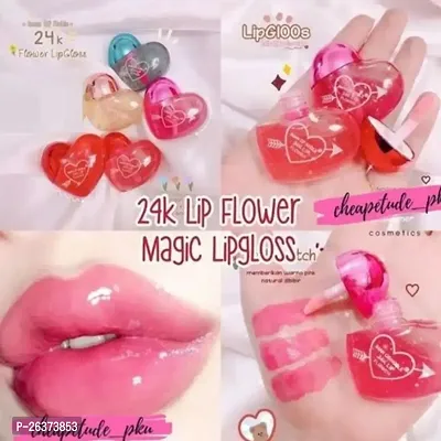 Heart shape Lip Gloss Tint For Dry And Chapped Lips In Cute Heart-Shaped Packaging- Multicolour Metallic-Finished Packaging (Pack of 6)