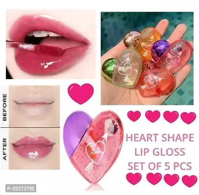 Heart shape lip gloss For Womens  Girls - Lip Gloss Set - Lips Gloss Waterproof (Pack of 5)