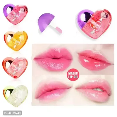 Lip Gloss Tint For Dry And Chapped Lips In Cute Heart-Shaped Packaging Hydrating Lip Gloss for Dry Lips - Multicolour Metallic-Finished Packaging (Pack of 4)