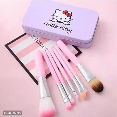 Soft Bristle Makeup Mini Brush Kit- Pink, 7 Pieces