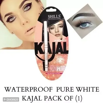 Professional 1Pc Pure White Kohl  Kajal Auto Eye Pencil White-thumb0