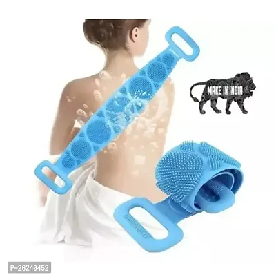 Silicone Body Back Scrubber Double Side Bathing Brush for Skin Deep Cleaning Massage, Dead Skin Removal Exfoliating Belt for Shower