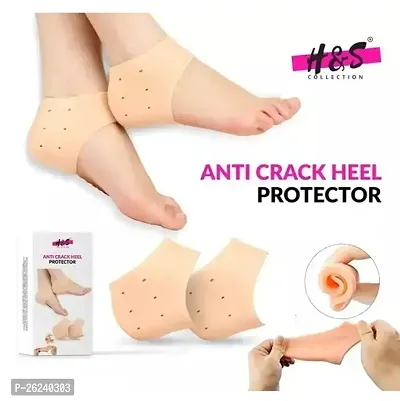 Anti Heel Silicone Heel Anti Crack Vented Moisturizing Silicone Gel Heel Socks for Swelling, Pain Relief, Foot Care Ankle Support Pad Silicon Heel Pad For Men Women (2 Pair Anti heel)-thumb0