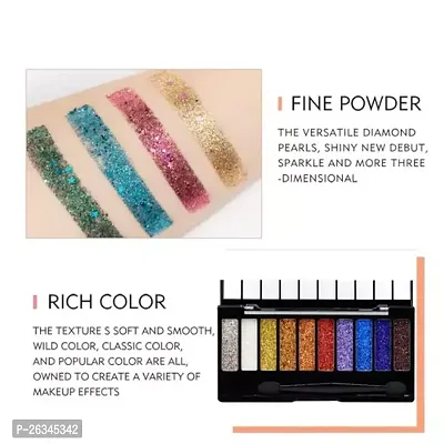 Glitter Eyeshadow Palette, 10 Colors Sparkle Shimmer Eye Shadow Highly Pigmented Long Lasting Makeup Palette