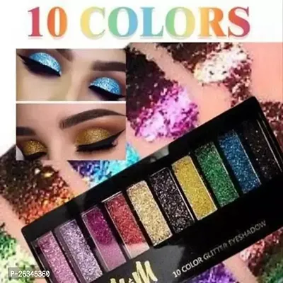 Glitter Eyeshadow Palette, 10 Colors Sparkle Shimmer Eye Shadow Highly Pigmented Long Lasting Makeup Palette