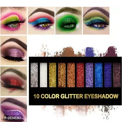 Glitter Eyeshadow Palette, 10 Colors Sparkle Shimmer Eye Shadow Highly Pigmented Long Lasting Makeup Palette