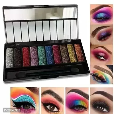 Glitter Eyeshadow Palette, 10 Colors Sparkle Shimmer Eye Shadow Highly Pigmented Long Lasting Makeup Palette