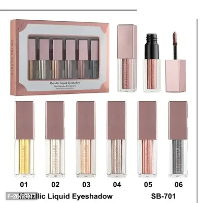 Liquid Glitter Eyeshadow Set, 6 Colors Metallic Glitter Shimmer Smokey Eye Looks Waterproof L-thumb0