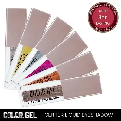 Liquid Glitter Eyeshadow Set, 6 Colors Metallic Glitter Shimmer Smokey Eye Looks Waterproof L-thumb0