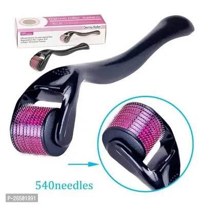 roller with 540 Titanium Needles For hair regrowth needle roller Scalp Face and body Treats Acne Scar Skin Ageing Stretchmarks for men women ( 1 mm)-thumb0