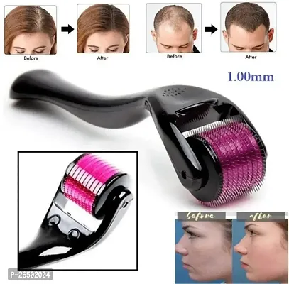 roller with 540 Titanium Needles For hair regrowth needle roller Scalp Face and body Treats Acne Scar Skin Ageing Stretchmarks for men women ( 1 mm)-thumb0