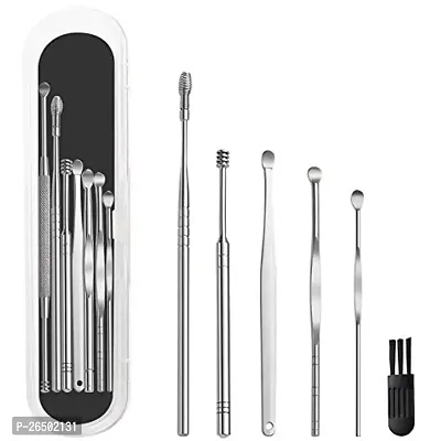 Stainless Steel Effective Ear Wax Cleaner Kit with a Storage Box - Set of 5 (Silver) Comfortable Ear Wax Picker | Ear Wax Cleaner for Baby and Adults | Hygiene Essentials