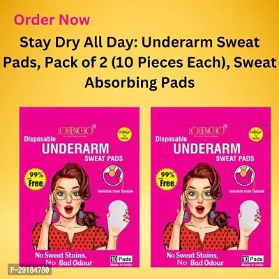 Stay Dry All Day: Underarm Sweat Pads, Pack of 2 (10 Pieces Each), Sweat Absorbing Pads