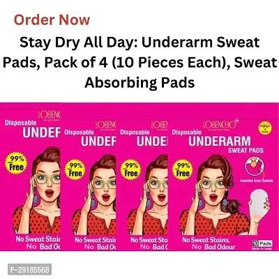 Stay Dry All Day: Underarm Sweat Pads, Pack of 4 (10 Pieces Each), Sweat Absorbing Pads-thumb0