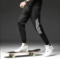 Men Striped Black white patti Track Pants-thumb2